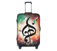CADREWY Music Notes Print Travel Suitcase Cover Luggage Protector with Elastic Anti Scratch for Carry On, Black, Medium
