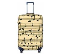 CADREWY Musical Notes Print Travel Suitcase Cover Luggage Protector with Elastic Anti Scratch for Carry On, Black, Small