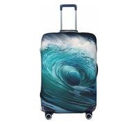 CADREWY - Ocean Wave Print Travel Suitcase Protective Cover with Elastic Anti-Scratch Carry On, Black/White, CH