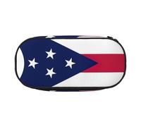 CADREWY Ohio State Flag Print Pencil Case Pens Pouch Zipper Everyday Use Accommodate All Essential Stationery