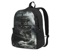 CADREWY Old Pirate Ship In The Sea Print Adults Large Capacity Backpack Commuting Work Outdoor Adventures Weekend Getaways