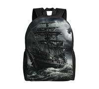 CADREWY Old Pirate Ship in The Sea Print Stylish Waterproof Backpack Unisex Travel Work Outdoor Adventures Daily Essentials