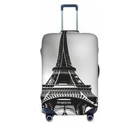 CADREWY - Paris Eiffel Tower Black Travel Suitcase Cover with Elastic Anti-Scratch Carry On, Black/White, CH