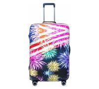 CADREWY Patriotic 4th of July American Flag Print Travel Suitcase Cover Luggage Protector with Elastic Anti Scratch for Carry On, Black, Large