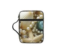 CADREWY Pearls Starfish Seashell Theme Print Bible Storage Bag For Men Women Waterproof Religious Organizer Scripture Holder