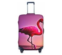CADREWY - Pink flamingo print travel suitcase protective cover with anti-scratch elastic for carrying, Black, Mediano