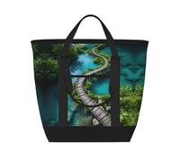 CADREWY Plitvice Lakes National Park Print Tote Bag Large Capacity Insulated For Grocery Lunch Picnic Beach Daily Use Commutes
