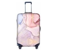 CADREWY - Purple and Gold Marble Print Decorative Washable Luggage Cover, white, X-Large