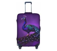 CADREWY Purple Peacock pattern Print Decorative Washable Luggage Cover Personalized Anti Scratch Suitcase Protector, White, Small