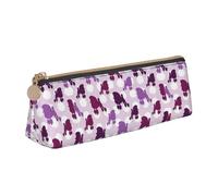 CADREWY purple Poodle Polka Dot Print Slim Pencil Case Large Capacity 8.3 x 2.2 x 2.4In Triangle Zippered Pen Holder