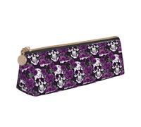 CADREWY Purple Rose skeleton Print Slim Pencil Case Large Capacity 8.3 x 2.2 x 2.4In Triangle Zippered Pen Holder