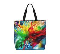 CADREWY Rainbow Color Abstract Illustration Print Eco-Friendly Tote Lightweight Grocery Bag Daily Commuting Travel Beach Gym Use