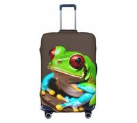 CADREWY - Red Eyes Tree Frogs Travel Luggage Protective Cover with Elastic Anti-Scratch Carry On, Black/White, X-Large
