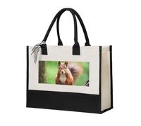 CADREWY Red Squirrel Print Canvas Present Shopping Bag for Women Eco-Friendly Gift for Birthday Motherâ€™s Day