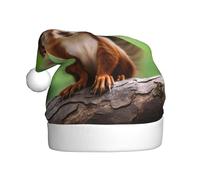 CADREWY Red Squirrel Print Christmas Hat Adults Party Trimmed Xmas Cap Holiday Headwear New Year Celebrations
