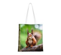 CADREWY Red Squirrel Print Large Capacity Bag Lightweight Reusable Shopping Bags Foldable Stylish Work Travel