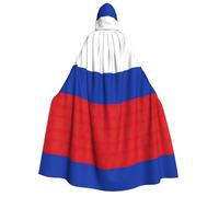 CADREWY Russian Flag Print Hooded Cloak For Adults Cosplay Costume Accessory Robe Carnival Masquerade Festival