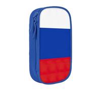 CADREWY Russian Flag Print Stylish Pen Pouch Office Travel Supplies Multi-Function Organizer 2 Zipper Pockets, Blue, One Size, Sport