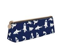CADREWY Shark Pattern Pencil Case with Different Printed Gestures Large Capacity 21 x 5.5 x 6 cm Triangle with Zipper