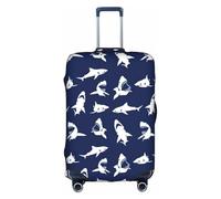 CADREWY - Shark Print Luggage Cover Various Decorative Gestures Washable Customizable Luggage Protector Anti Scratch Suitcase Protector, white, X-large