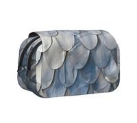 CADREWY Silver Fish Scale Print Functional Pencil Case Smooth Zipper Travel Office Supplies Comfortable Daily Use