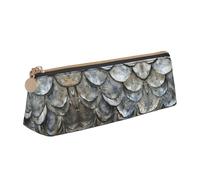 CADREWY Silver fish scale Print Slim Pencil Case Large Capacity 8.3 x 2.2 x 2.4In Triangle Zippered Pen Holder