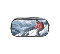 CADREWY Skiing Theme02 Print Clear Pencil Case Transparent Stationery Organizer Pouch For Travel Office Supplies