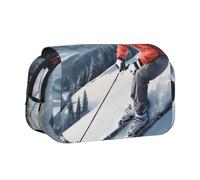 CADREWY Skiing Theme02 Print Functional Pencil Case Smooth Zipper Travel Office Supplies Comfortable Daily Use