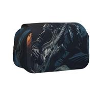 CADREWY Skull Rock Roll Skeleton Bone Print Functional Pencil Case Smooth Zipper Travel Office Supplies Comfortable Daily Use