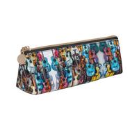 CADREWY Slim Pencil Case for Acoustic Pencils and Colored Guitars Large Capacity, 8.3 x 2.2 x 2.4 inches, Triangle with Zipper