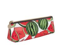 CADREWY Slim pencil case red watermelon print large capacity, 8.3 x 2.2 x 2.4 inches, triangle with zipper