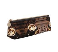 CADREWY - Slim pencil case with heart and coffee design, large capacity, 8.3 x 2.2 x 2.4 inches, triangle with zipper