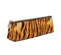 CADREWY Slim pencil case with tiger stripe design large capacity 8.3 x 2.2 x 2.4 inches, triangle with zipper