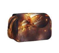 CADREWY Solar System Jupiter Saturn Print Functional Pencil Case Smooth Zipper Travel Office Supplies Comfortable Daily Use