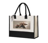 CADREWY Starfish Seashell Sandy Beach Print Canvas Present Shopping Bag for Women Eco-Friendly Gift for Birthday Motherâ€™s Day