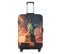 CADREWY - Statue of Liberty printed travel suitcase cover in NYC with anti-scratch elastic for carrying, Black, G