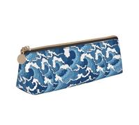 CADREWY - Stormy Sea Print Slim Pencil Case, Large Capacity, 8.3" x 2.2" x 2.4", Triangle with Zipper