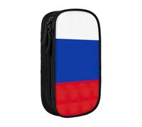 CADREWY - Stylish Russian Flag Pen Case for Office Travel Multifunction Organizer 2 Zipper Pockets Black One Size Sport