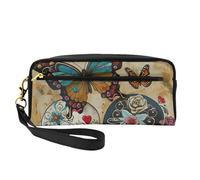 CADREWY sugar skulls butterfly Print Women Makeup Bag Cosmetic Pouch Stationery Pencil Case Toiletry Travel Companion