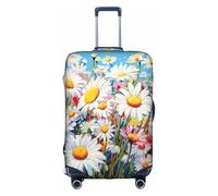 CADREWY Summer Floral Daisies Flower Print Decorative Washable Luggage Cover Personalized Anti Scratch Suitcase Protector, White, X-Large