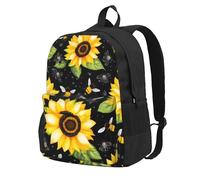 CADREWY Sunflower Bees Print Adults Large Capacity Backpack Commuting Work Outdoor Adventures Weekend Getaways