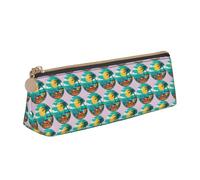 CADREWY Sunset Beach Palm Tree Slim Large Capacity Pencil Case, 8.3" x 2.2" x 2.4", Triangle with Zipper