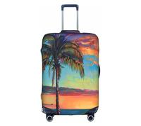 CADREWY Sunset Palm Print Decorative Washable Luggage Cover Personalized Anti Scratch Suitcase Protector, White, Medium