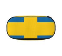 CADREWY Swedish flag Print Pencil Case Pens Pouch Zipper Everyday Use Accommodate All Essential Stationery