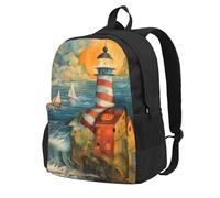 CADREWY The Seaside Lighthouse Print Adults Large Capacity Backpack Commuting Work Outdoor Adventures Weekend Getaways