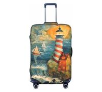 CADREWY The Seaside Lighthouse Print Decorative Washable Luggage Cover Personalized Anti Scratch Suitcase Protector, White, X-Large