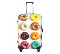 CADREWY - Travel luggage protective cover with different flavors of donuts with anti-scratch elastic for carrying, Black/White, M