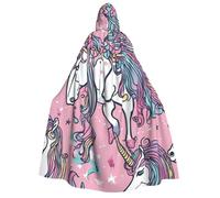 CADREWY Unicorn Design01 Print Hooded Cloak For Adults Cosplay Costume Accessory Robe Carnival Masquerade Festival