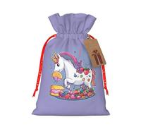 CADREWY Unicorn Food04 Printing Festive Christmas Drawstring Gift Bags For Xmas Wedding And Party Present Sack