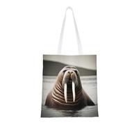 CADREWY Walrus in the sea Print Large Capacity Bag Lightweight Reusable Shopping Bags Foldable Stylish Work Travel